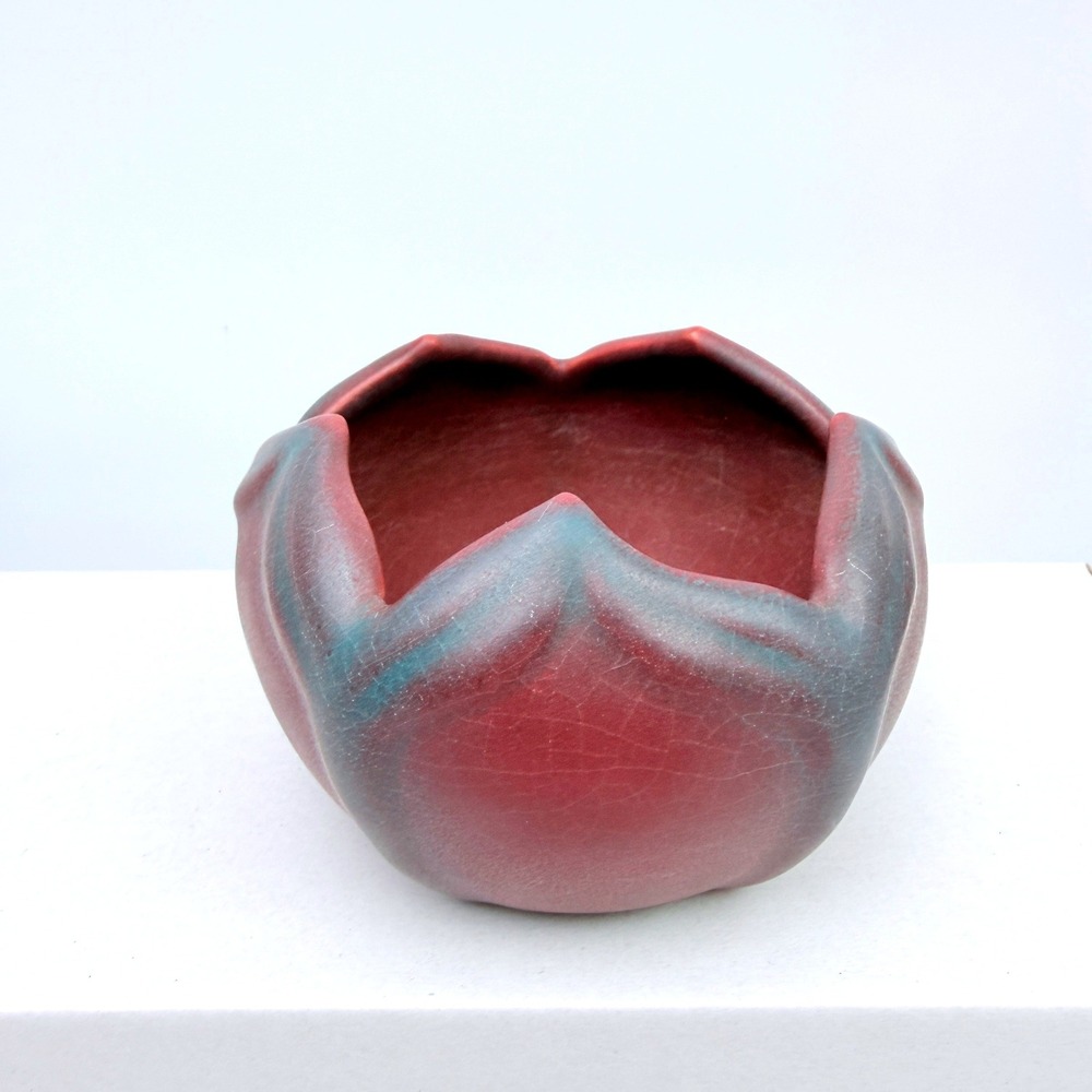 Van Briggle Persian Rose Tulip Bowl, Mulberry Persian Blue Art Deco Paul Gibson
